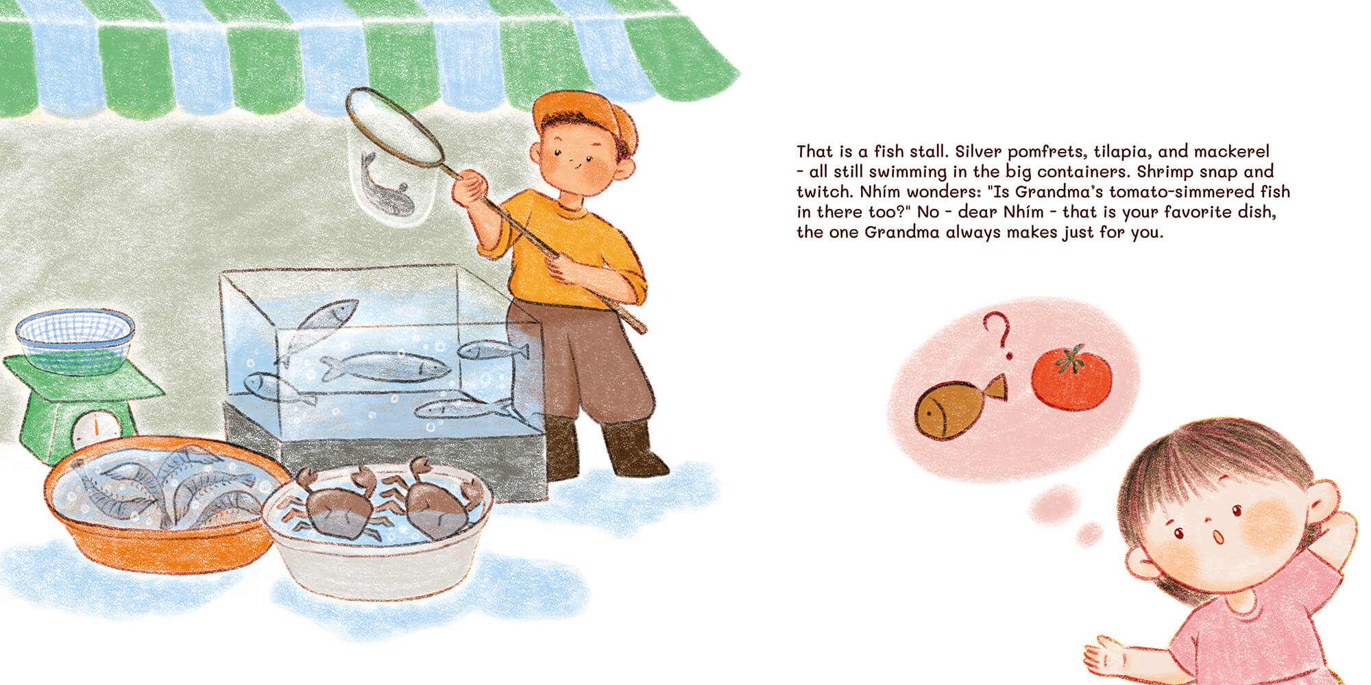 Fish stall illustration