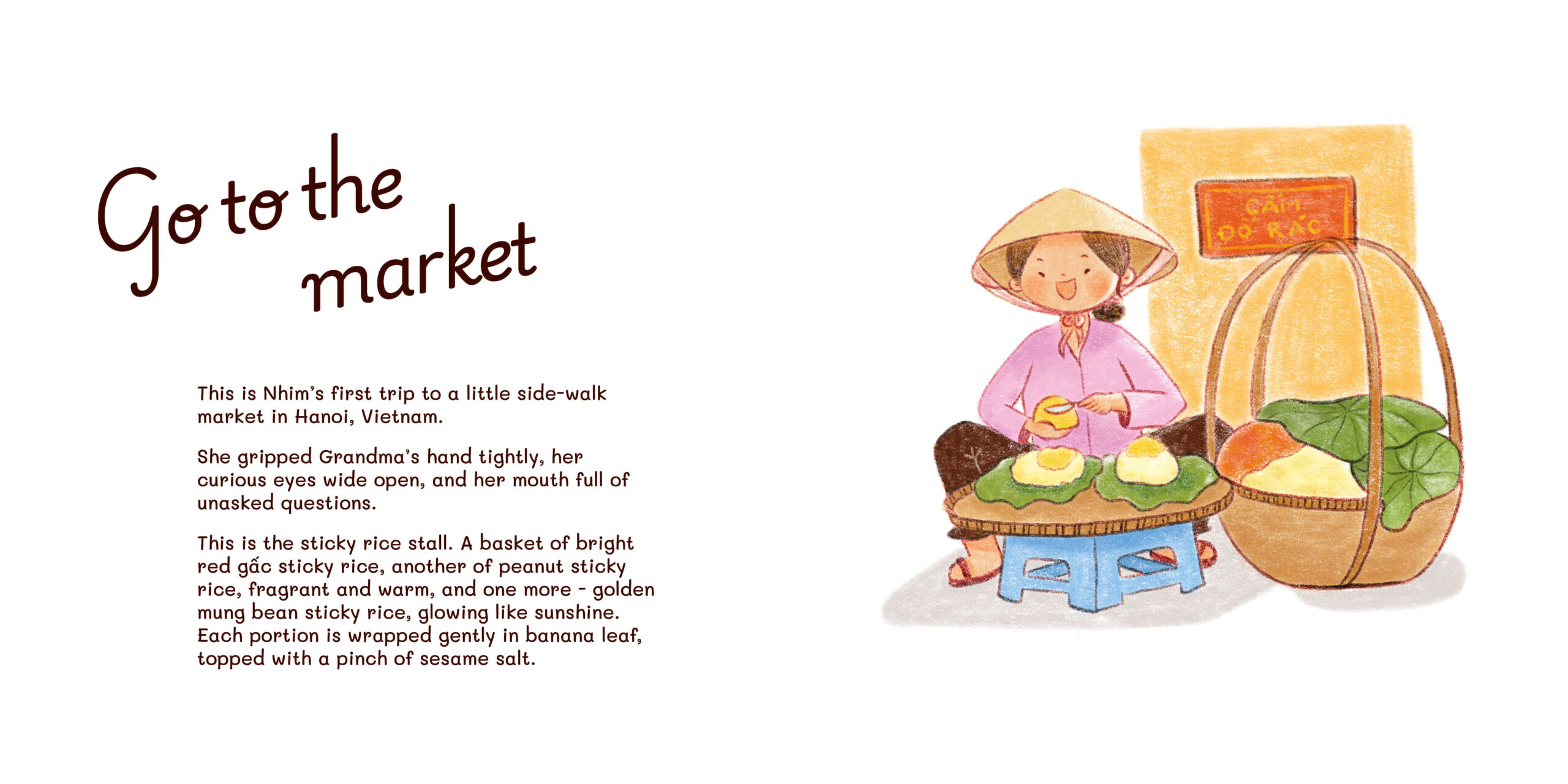 Sticky rice stall illustration